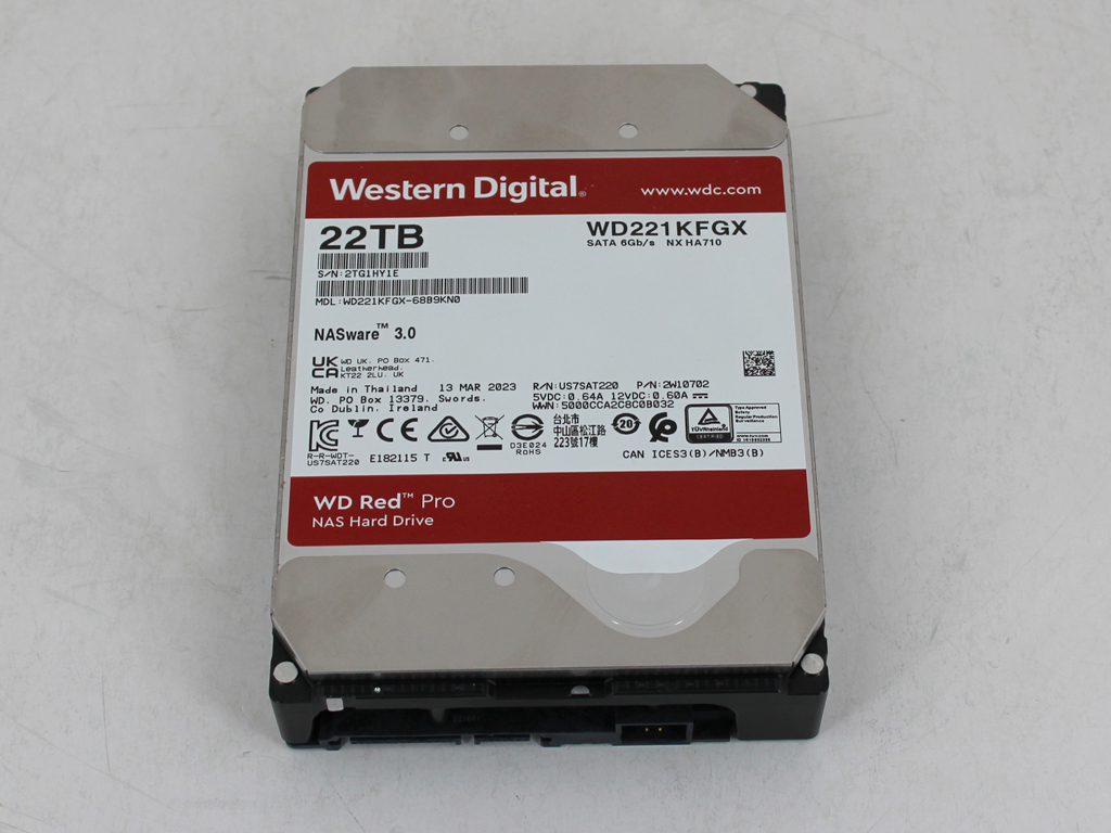 Western Digital WD Red Pro, 22 TB (Vorderseite).