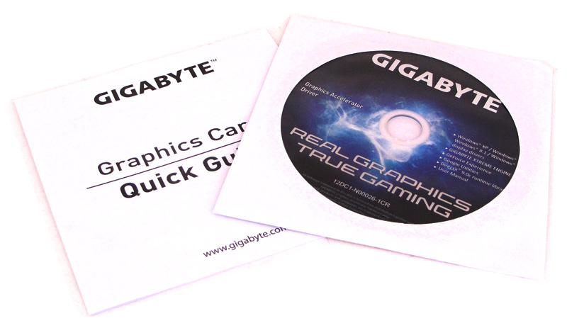 Der Lieferumfang der Gigabyte GTX 1050 Ti Windforce OC 4G auf einen Blick.