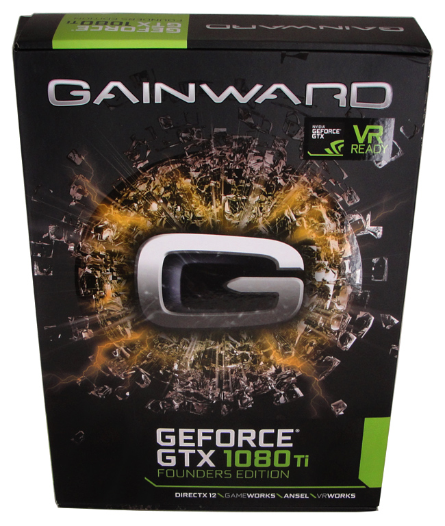 Das Gainward-Logo mit großem „G“ prägt die Verpackung der GeForce GTX 1080 Ti Founders Edition.