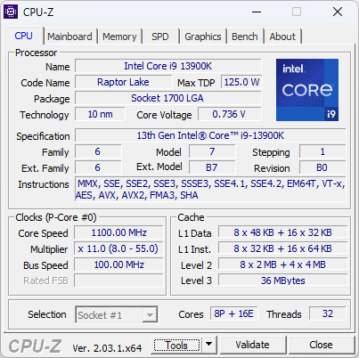 Das Flaggschiff der Familie: Intel Core i9-13900K.