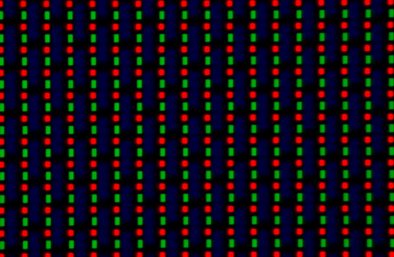 Die Sub-Pixel des Displays in der Nahaufnahme.