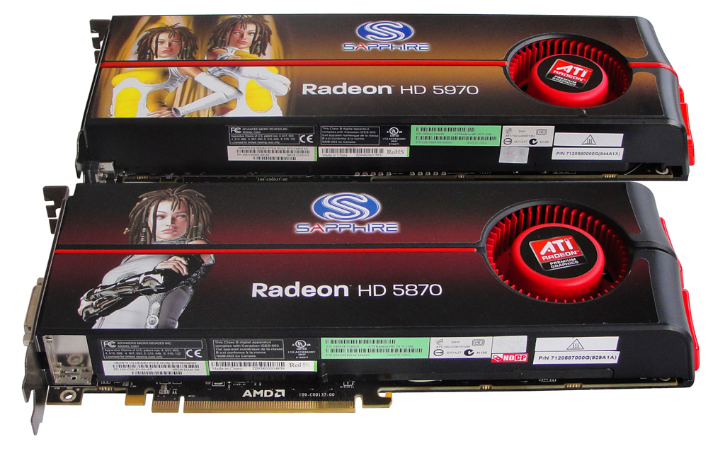 Die Radeon HD 5970 ist im Vergleich zur HD 5870 etwas länger ausgefallen.