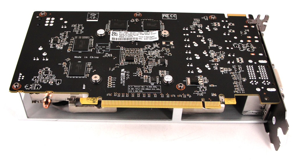 Die Rückseite der XFX Radeon HD 7790 Black Edition mit 1 GB GDDR5-Speicher.