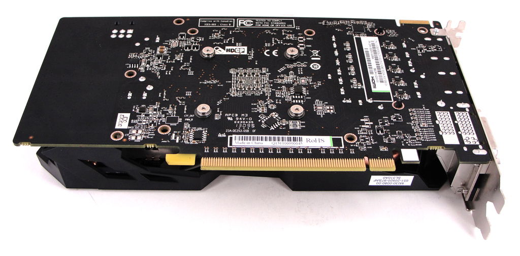 Die Rückseite der Sapphire Radeon HD 7790 Dual-X OC mit 1 GB GDDR5-Speicher.