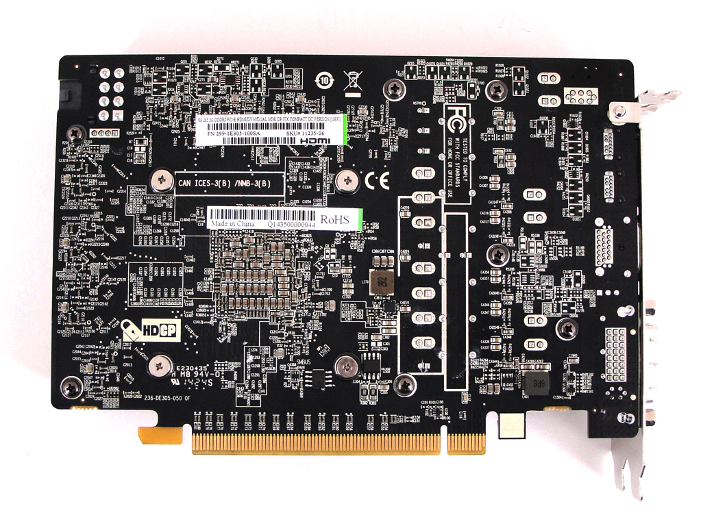 Die Rückseite der neuen Radeon R9 285 ITX Compact OC.
