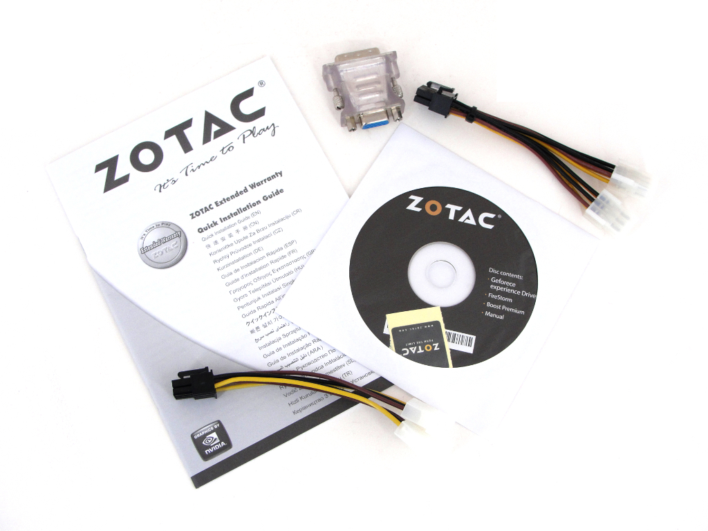 Der Lieferumfang der ZOTAC GeForce GTX 980 Ti AMP! Edition auf einen Blick.