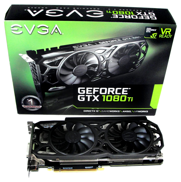 Die Verpackung der EVGA GeForce GTX 1080 Ti SC Black Edition Gaming abgelichtet.