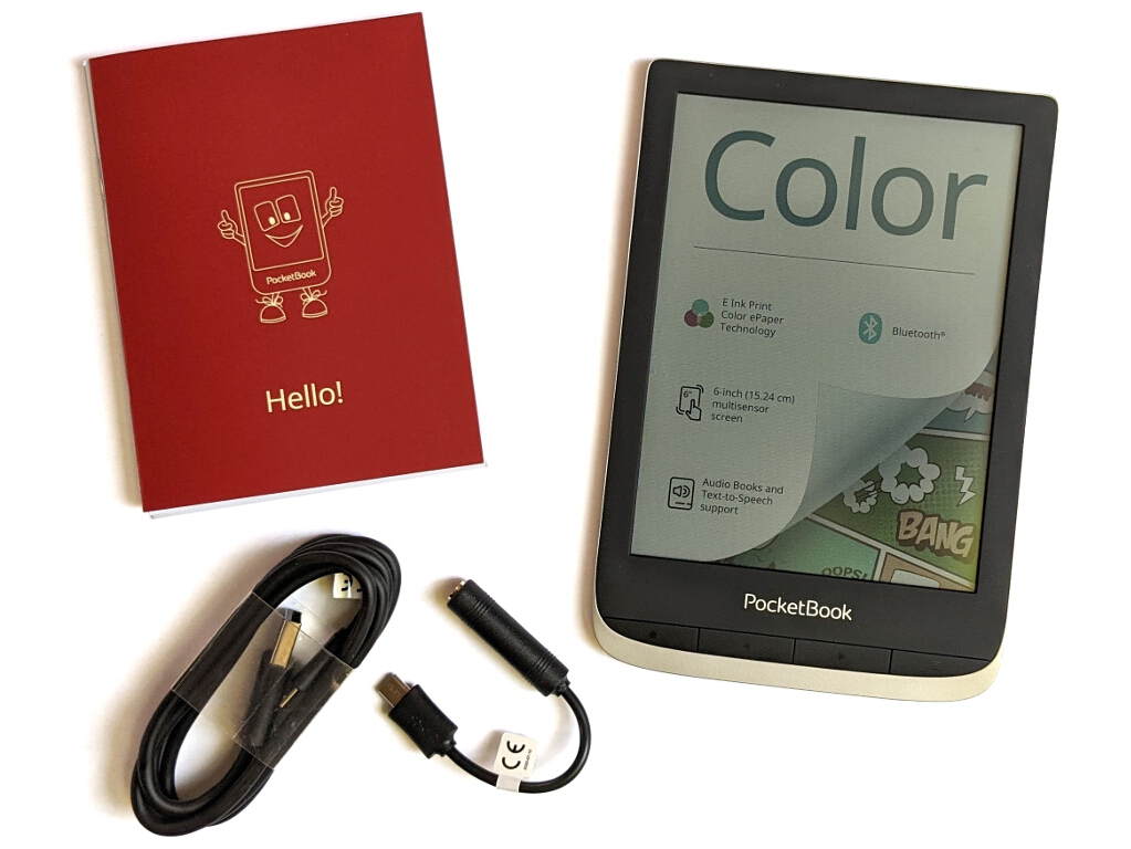 Der Lieferumfang des PocketBook Color im Überblick.