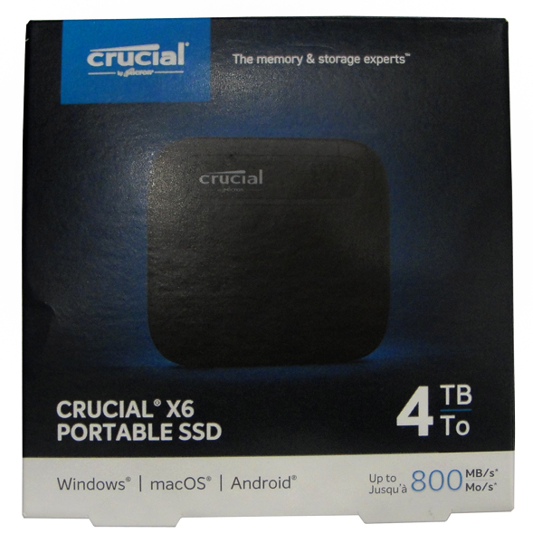 Abgelichtet: Die Verpackung der neuen Crucial X6 Portable SSD mit satten 4 TB.