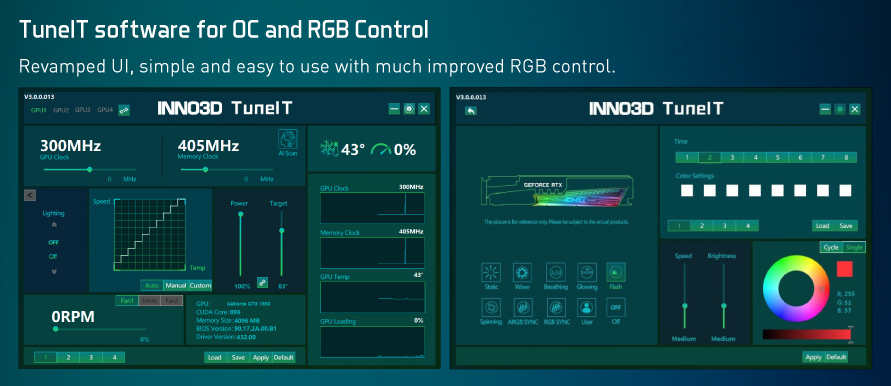 Mit dem „TuneIT OC & RGB Utility“ stellt INNO3D die passende Software bereit (Bildquelle: INNO3D).